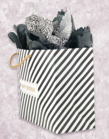 Black & Gold Stripes Birthday (Market) Gift Bags