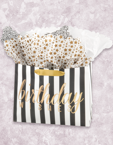 Black Birthday Stripe (Market) Gift Bags