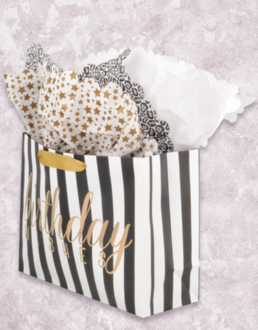 Black Birthday Stripe (Market) Gift Bags