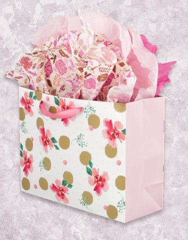 Gold Dots and Flowers (Market) Gift Bags