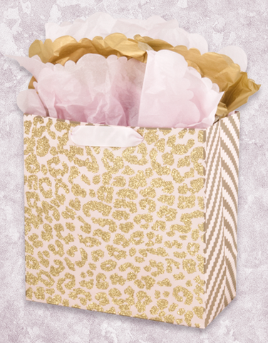 Golden Leopard Print (Medium Square) Gift Bags