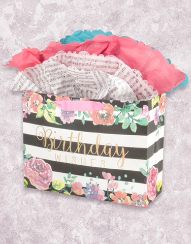 Striped Floral Birthday (Market) Gift Bags
