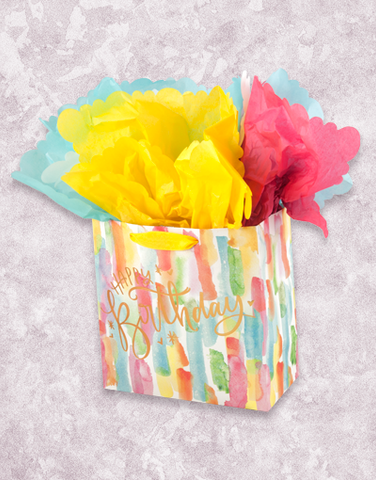 Watercolor Birthday Fun (Medium Square) Gift Bags