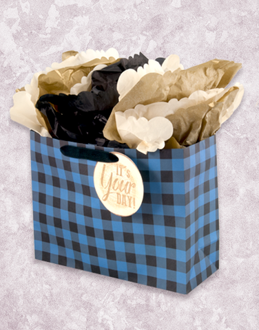 Blueink Studios Blue Flannel Plaid Market Gift Bags