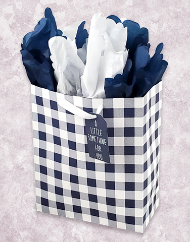 Navy & White Check (Garden) Gift Bags