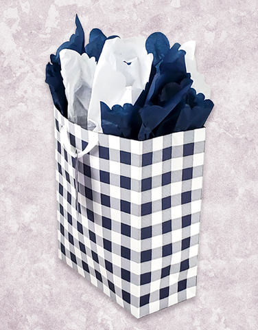 Navy & White Check (Garden) Gift Bags