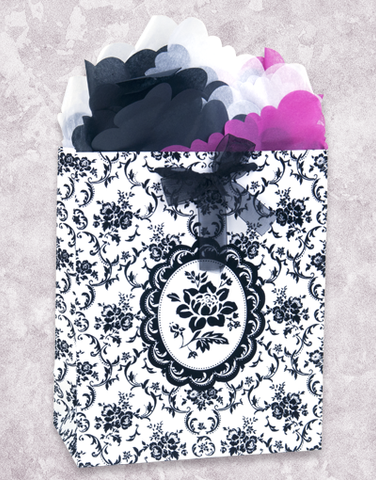 Rose Floral Toile Gift Bags