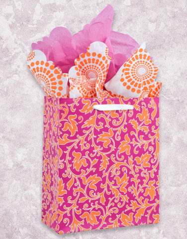 Orange Leaf Swirl Gift Bags