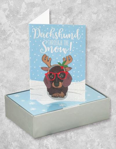 Hipster Dachshund (15 Count Boxed Christmas Cards)