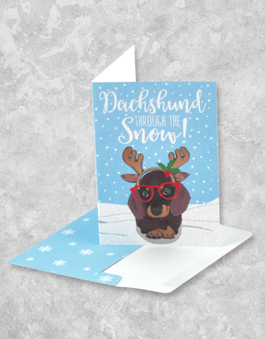 Hipster Dachshund (15 Count Boxed Christmas Cards)