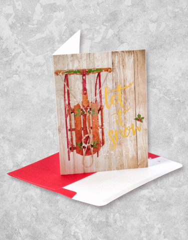 Watercolor Sled (16 Count Boxed Christmas Cards)