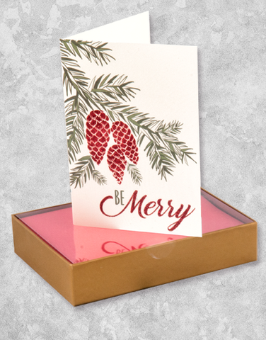 Pine Branch Merry (16 Count Boxed Christmas Cards)