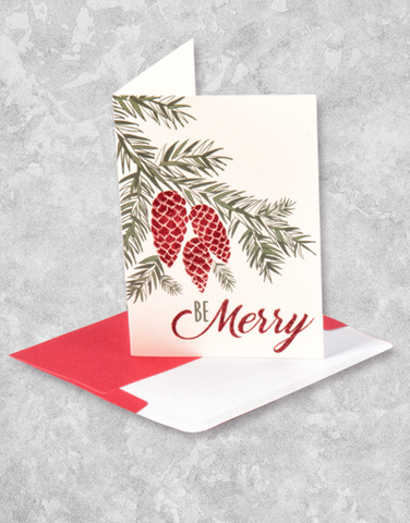 Pine Branch Merry (16 Count Boxed Christmas Cards)