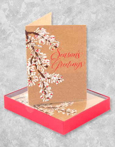 Snow Covered Branch (16 Count Boxed Christmas Cards)