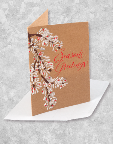 Snow Covered Branch (16 Count Boxed Christmas Cards)