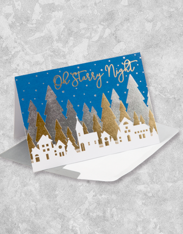 Oh Starry Night Village (16 Count Boxed Christmas Cards)