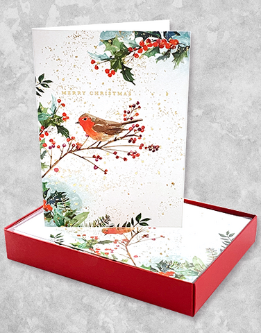 Christmas Robin (15 Count Boxed Christmas Cards)