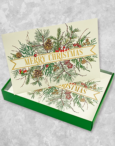 Evergreen Greetings (15 Count Boxed Christmas Cards)