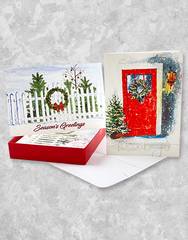 Snowy Greetings 2 Card Set (12 Count Boxed Christmas Cards)
