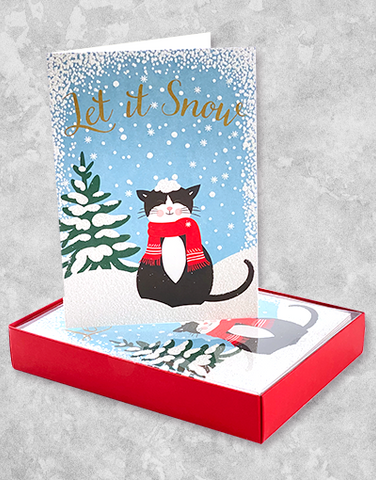 Snowy Cat (15 Count Boxed Christmas Cards)