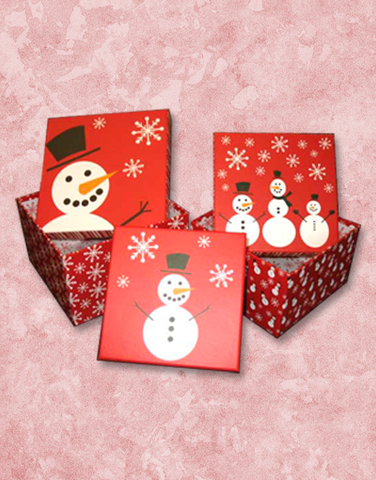 Simple Snowmen Stacking Boxes (Square)
