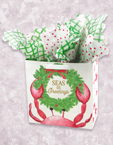 Holiday Crab (Medium Square) Gift Bags