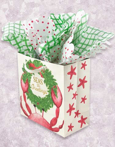 Holiday Crab (Medium Square) Gift Bags