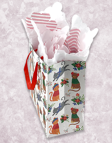 Decorated Christmas Cats (Medium Square) Gift Bags