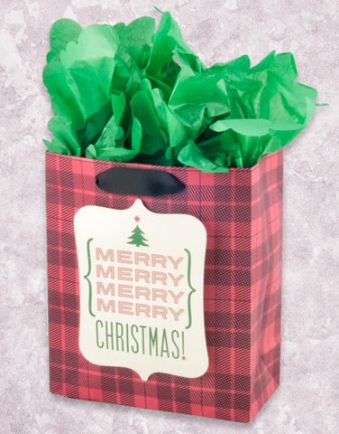 Merry Merry Christmas Plaid (Petite) Gift Bags