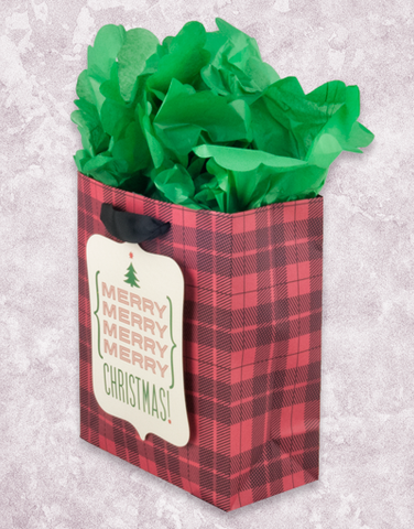 Merry Merry Christmas Plaid (Petite) Gift Bags