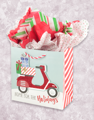 Holiday Scooter (Medium Square) Gift Bags