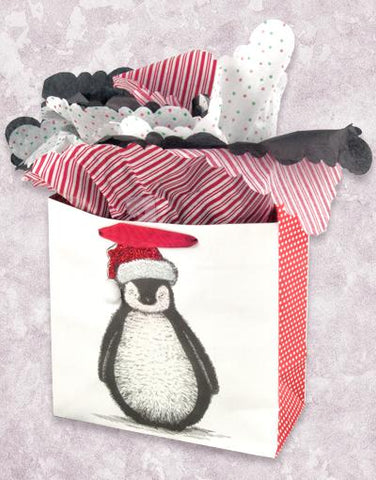 Christmas Penguin (Medium Square) Gift Bags