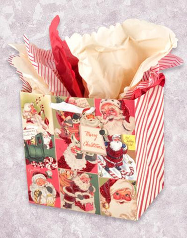 Happy Vintage Santas (Medium Square) Gift Bags