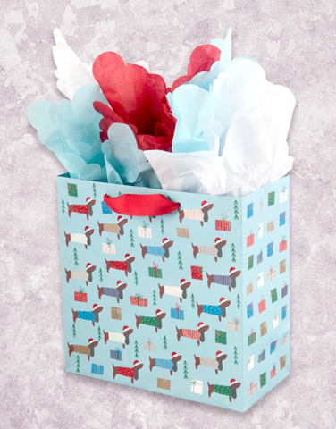 Santa Dachshunds (Medium Square) Gift Bags