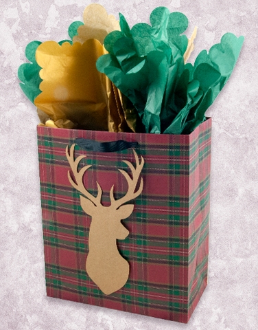 Plaid Kraft Deer (Garden) Gift Bags