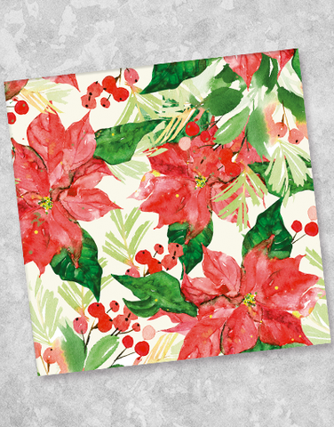 Watercolor Poinsettia Luncheon Napkins (44 Count)