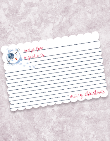 Watercolor Frosty Recipe Cards
