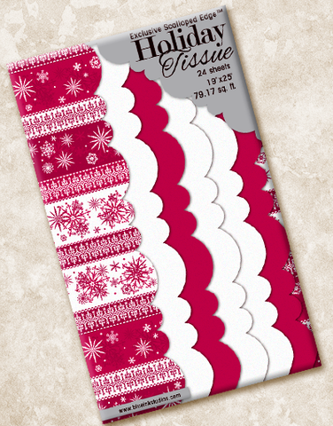 Snowflake Stripe Scalloped Tissue Paper