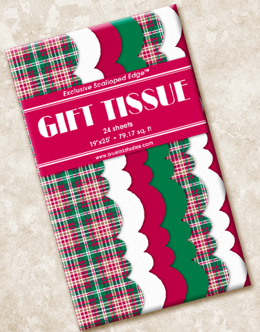 Christmas Tartan Scalloped Tissue Paper