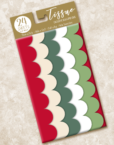 Nostalgic Holiday Scalloped Tissue Paper