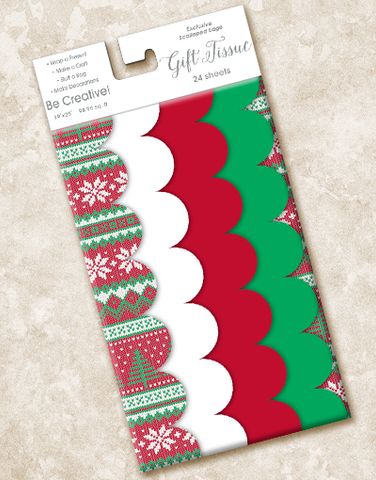 Christmas Sweater Scalloped Tissue Paper