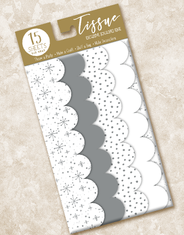 Silver Flurries Scalloped Tissue Paper