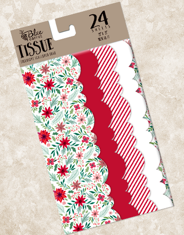 Seasonal Floral Scalloped Tissue Paper