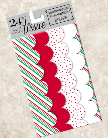 Seasonal Stripes & Dot Scalloped Tissue Paper