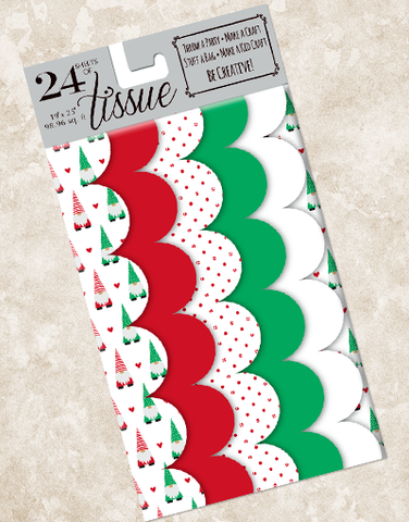 Gnome Holiday Scalloped Tissue Paper