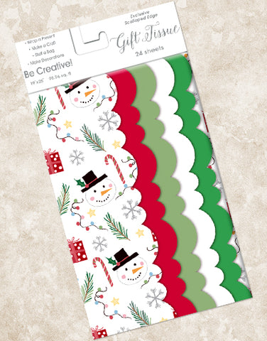 Snowman Whimsy Scalloped Tissue Paper