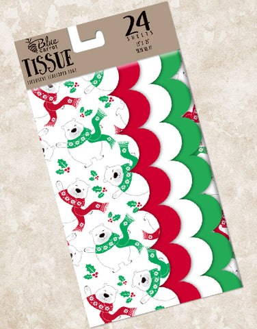 Christmas Bears Scalloped Tissue Paper