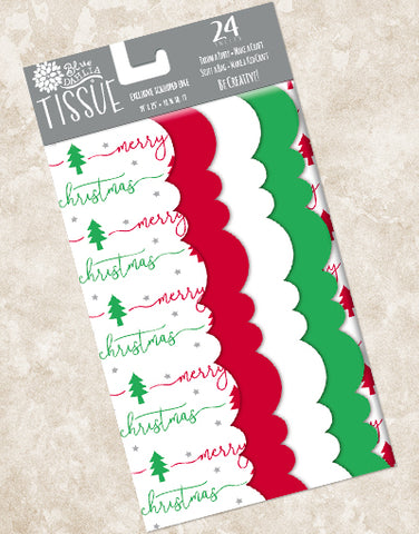 Script Merry Christmas Scalloped Tissue Paper