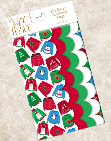 Cute Christmas Sweaters Scalloped Tissue Paper