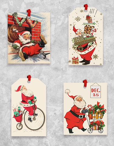 Holiday Santas (12 Count Holiday Gift Tags)